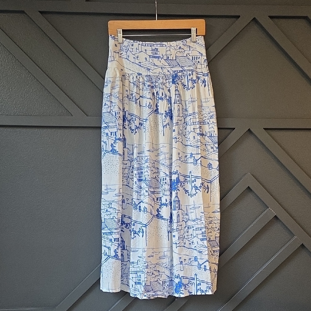 {Calypso St Barth} Coastal Sails Linen Blend Maxi Skirt (Medium) - Picture 3 of 12
